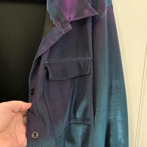 Iridescent Teal and Purple Collared Shirt, Sz 3XL - Picture 7 of 7